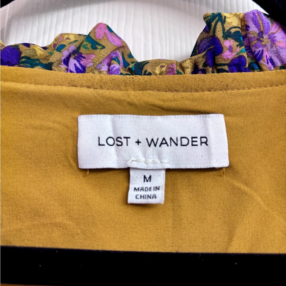 Lost + Wander Mauve Medley Purple Floral Mini Dress (Long Sleeve) - SIZE M - Picture 10 of 15
